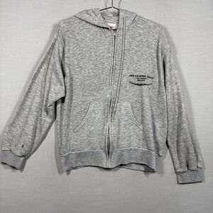 Vintage Bassett Walker Hoodie Mens XL Gray Company Logo Leaf Springs Distressed